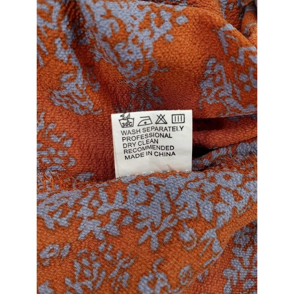 Long Sleeve Floral Print Romper Rust Burnt Orange and Lilac Size M - Picture 9 of 10